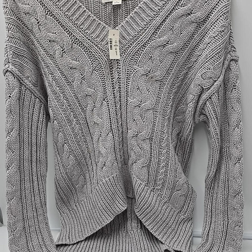 NWT AEROPOSTALE Chunky V-Neck Textured Cardigan SWEATER Y2K Grey S‎ - Picture 4 of 14